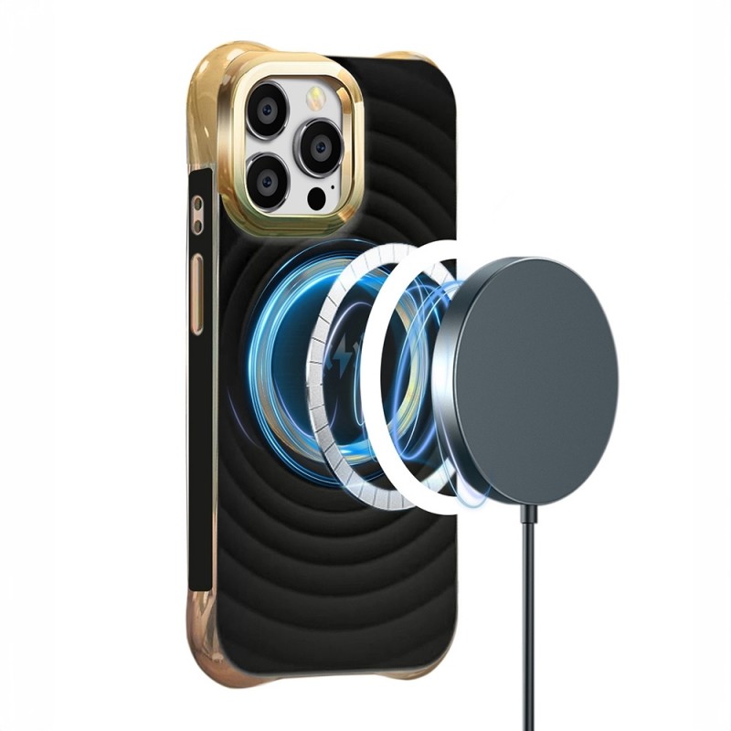 Силиконов кейс Circle Glam Magsafe, За iPhone 15 Pro (6.1), Черен