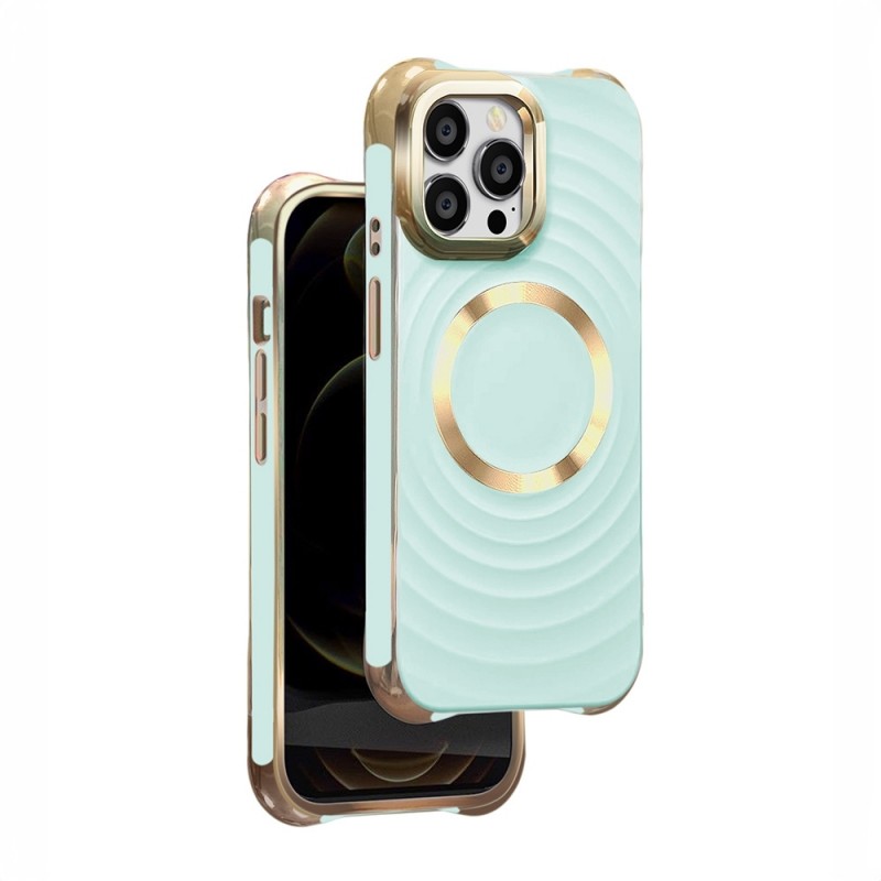 Силиконов кейс Circle Glam Magsafe, За iPhone 15 Pro (6.1), Ментов