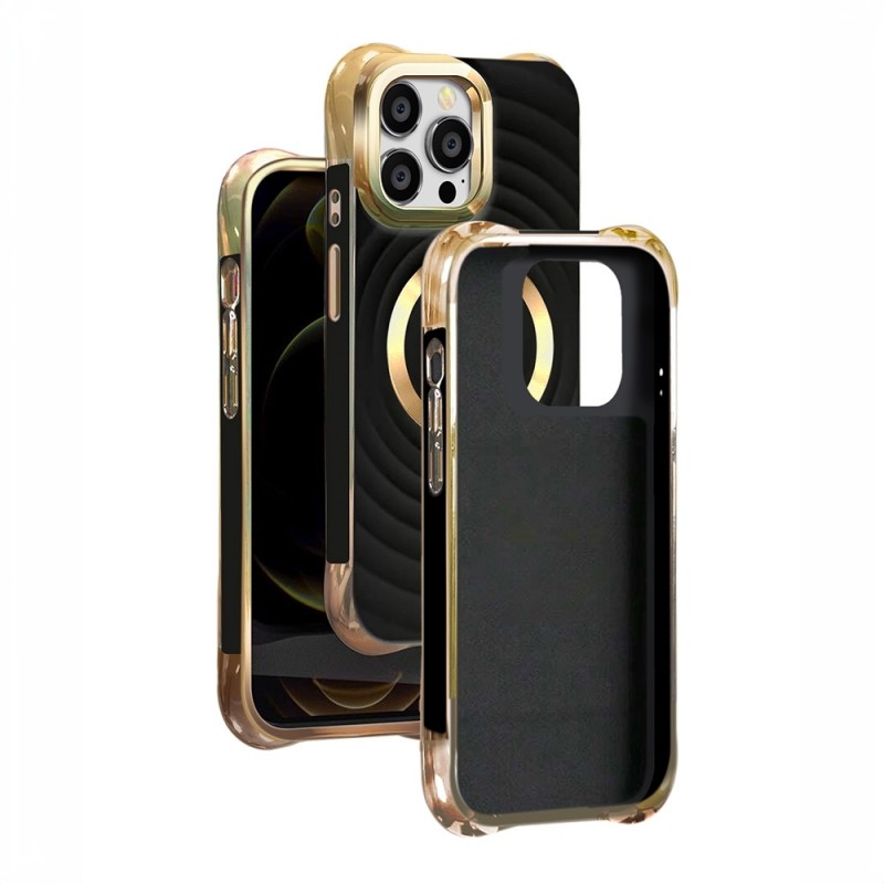 Силиконов кейс Circle Glam Magsafe, За iPhone 15 Pro Max (6.7), Черен