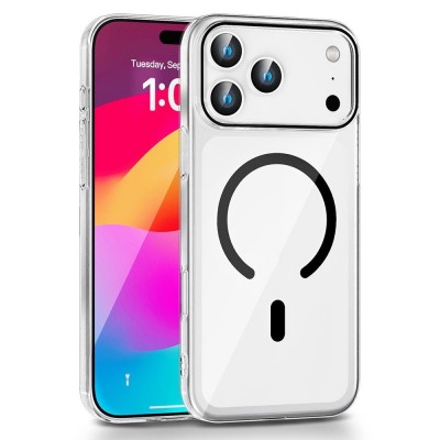 Силиконов кейс bSmart Clear Thin Magsafe, За iPhone 17 Pro (6.3), Черен