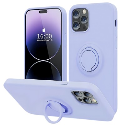 Силиконов кейс bSmart Finger Grip, За iPhone 16 (6.1), Светлолилав