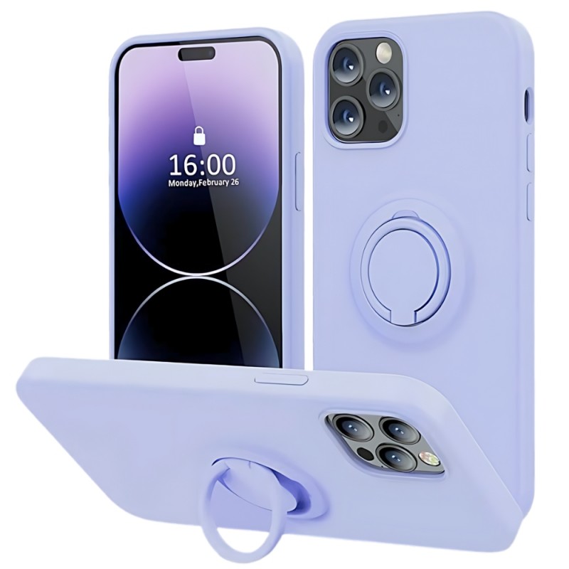 Силиконов кейс bSmart Finger Grip, За iPhone 16 (6.1), Светлолилав