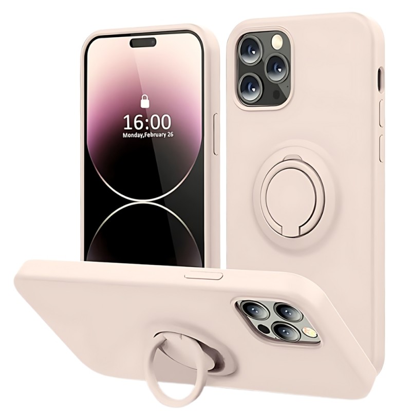 Силиконов кейс bSmart Finger Grip, За iPhone 16 Pro (6.3), Бледорозов