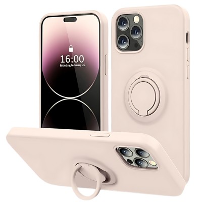 Силиконов кейс bSmart Finger Grip, За iPhone 16 Pro Max (6.9), Бледорозов