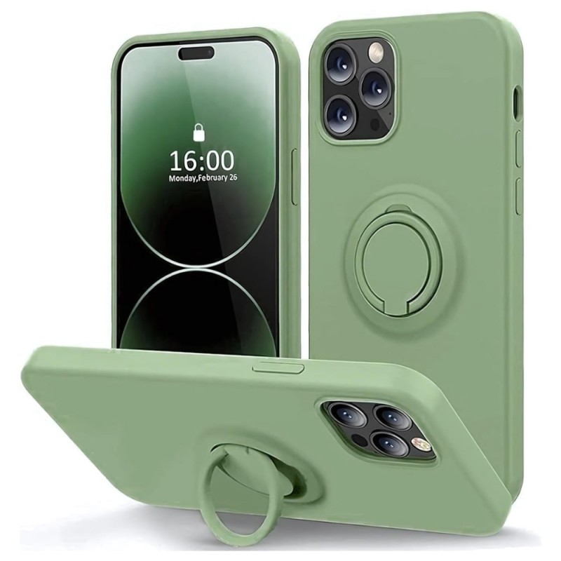 Силиконов кейс bSmart Finger Grip, За iPhone 16 Pro Max (6.9), Ментов