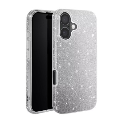 Силиконов кейс bSmart Glitter 3в1 за iPhone 17 (6.3) сребрист
