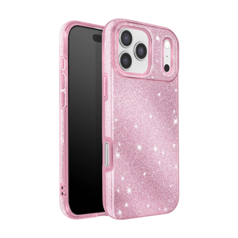 Силиконов кейс bSmart Glitter 3в1 за iPhone 17 Pro (6.3) розов