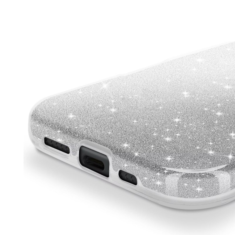 Силиконов кейс bSmart Glitter 3в1 за iPhone 17 Pro (6.3) сребрист