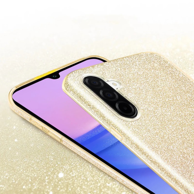Силиконов кейс bSmart Glitter 3в1 за Samsung Galaxy A17 златист
