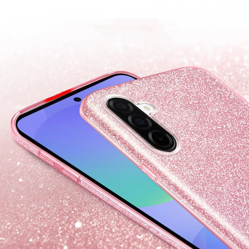 Силиконов кейс bSmart Glitter 3в1 за Samsung Galaxy A56 / A36 розов