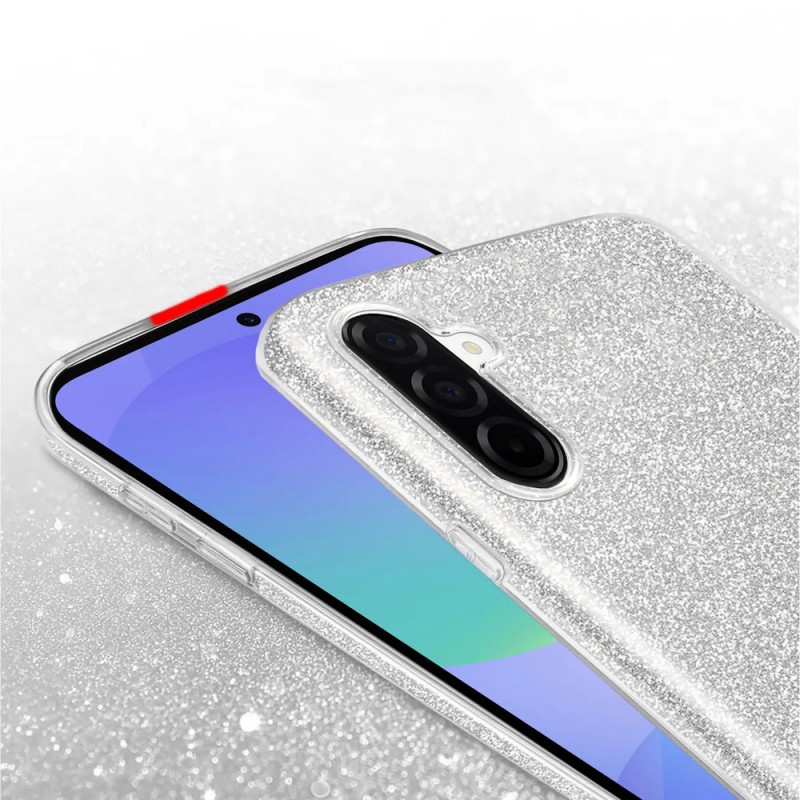 Силиконов кейс bSmart Glitter 3в1 за Samsung Galaxy A56 / A36 сребрист