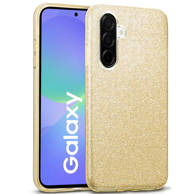 Силиконов кейс bSmart Glitter 3в1 за Samsung Galaxy A56 / A36 златист