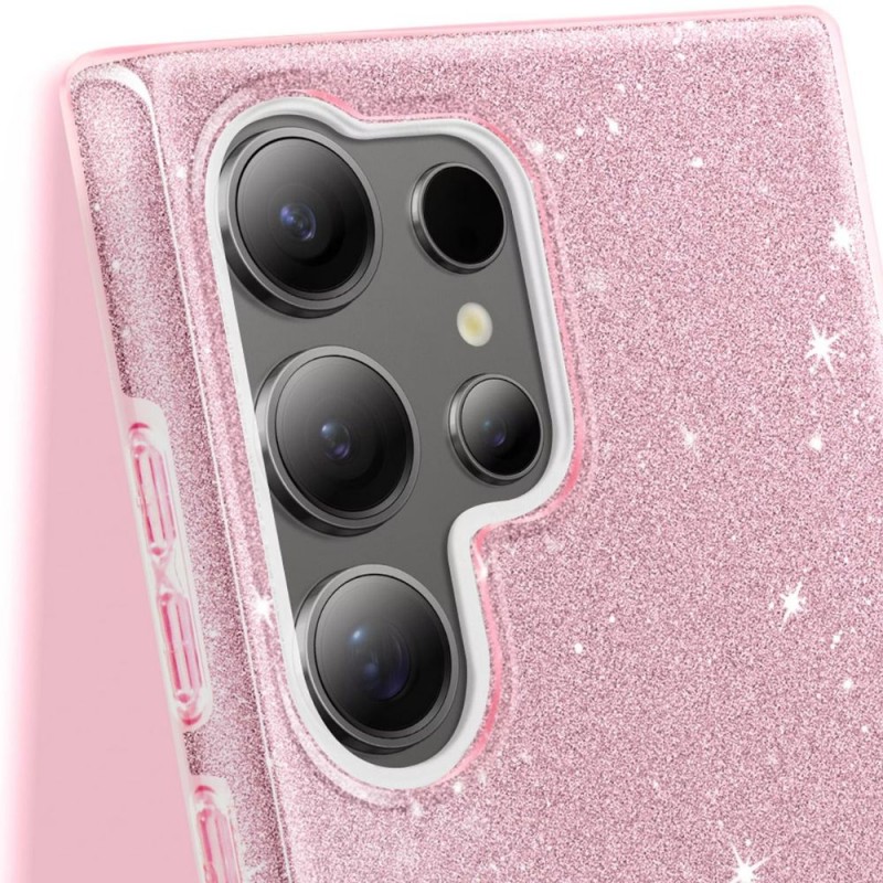 Силиконов кейс bSmart Glitter 3в1 за Samsung Galaxy S26 Ultra розов