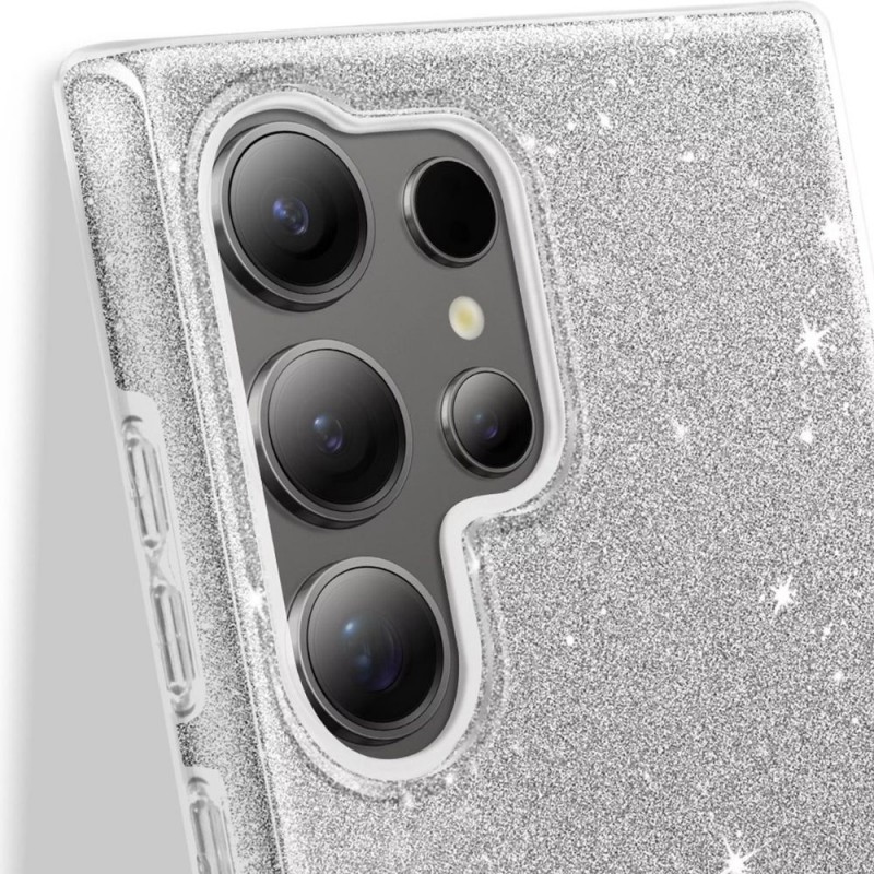 Силиконов кейс bSmart Glitter 3в1 за Samsung Galaxy S26 Ultra сребрист