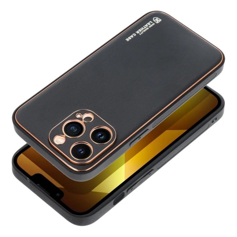 Силиконов кейс bSmart Leather, За iPhone 13 Pro Max (6.7), Черен
