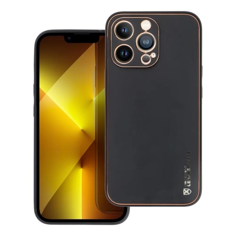 Силиконов кейс bSmart Leather, За iPhone 14 Pro Max (6.7), Черен