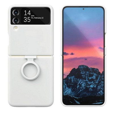 Силиконов кейс bSmart Silicone Cover с пръстен, За Samsung Galaxy Z Flip4 5G, Бял
