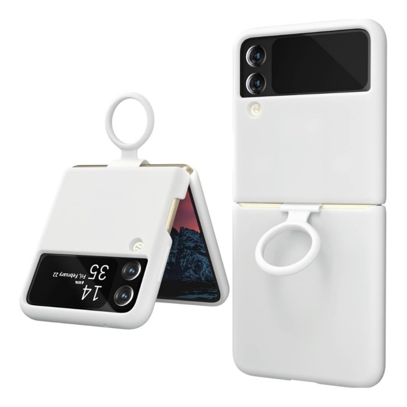 Силиконов кейс bSmart Silicone Cover с пръстен, За Samsung Galaxy Z Flip4 5G, Бял