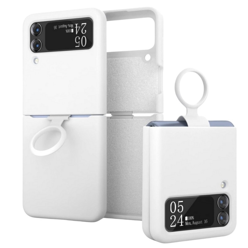 Силиконов кейс bSmart Silicone Cover с пръстен, За Samsung Galaxy Z Flip4 5G, Бял