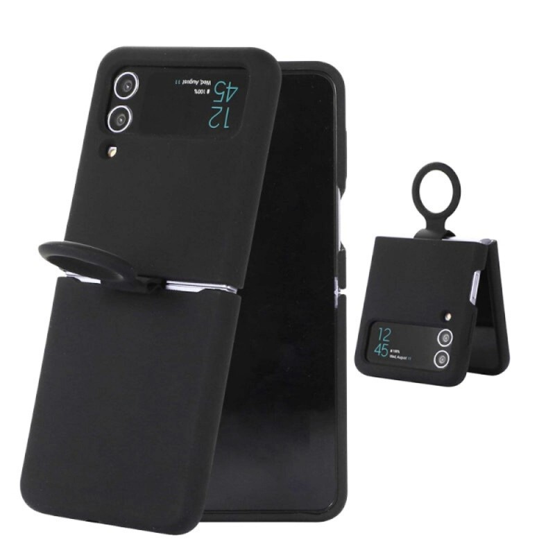 Силиконов кейс bSmart Silicone Cover с пръстен, За Samsung Galaxy Z Flip4 5G, Черен