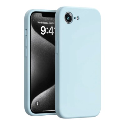 Силиконов кейс bSmart Silicone Soft Cover, За iPhone 16e / 17e, Светлосин