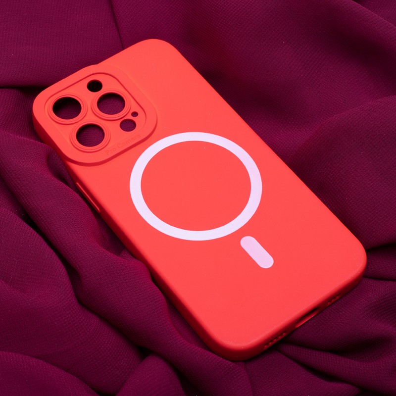 Силиконов кейс bSmart Silicone Soft Magsafe, За iPhone 14 Plus (6.7), Червен