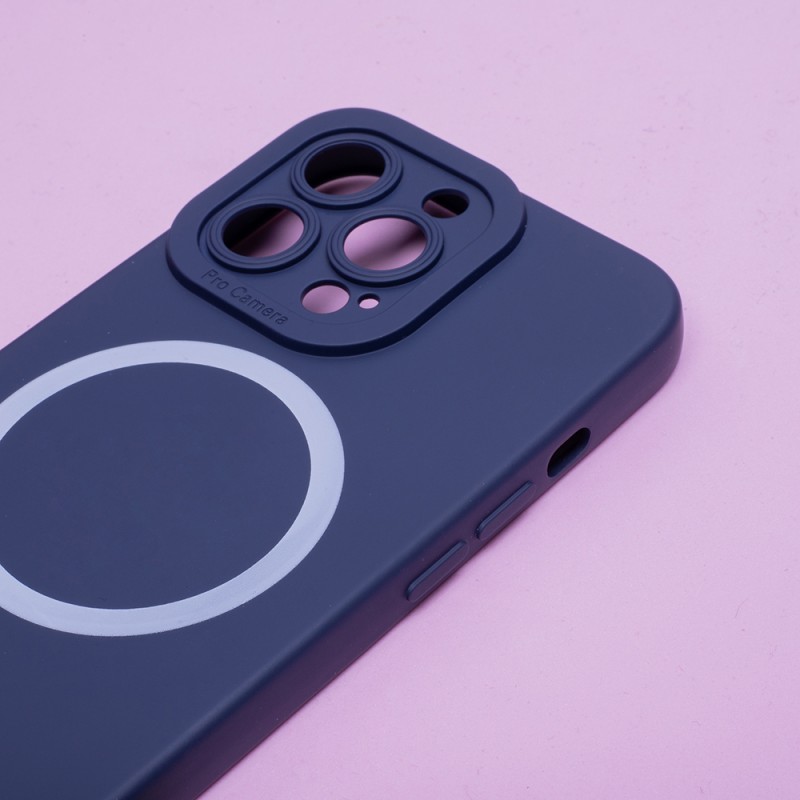 Силиконов кейс bSmart Silicone Soft Magsafe, За iPhone 14 Plus (6.7), Тъмносин
