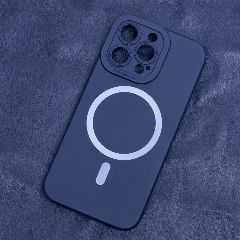 Силиконов кейс bSmart Silicone Soft Magsafe, За iPhone 14 Plus (6.7), Тъмносин