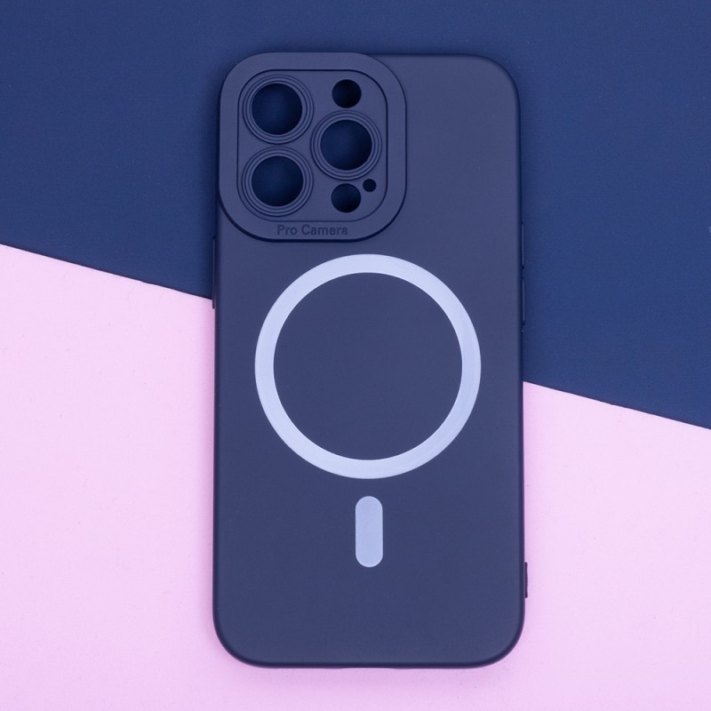 Силиконов кейс bSmart Silicone Soft Magsafe, За iPhone 14 Pro (6.1), Тъмносин