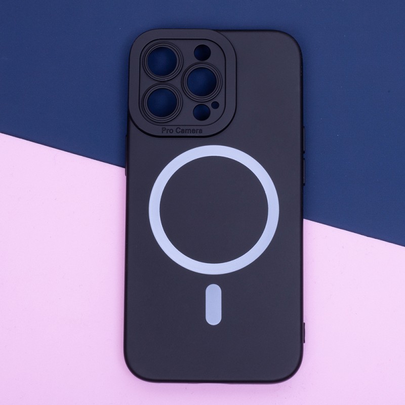 Силиконов кейс bSmart Silicone Soft Magsafe, За iPhone 15 Plus (6.7), Черен