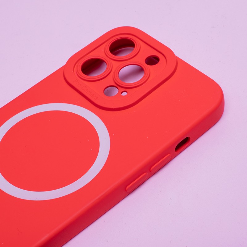 Силиконов кейс bSmart Silicone Soft Magsafe, За iPhone 15 Pro Max (6.7), Червен