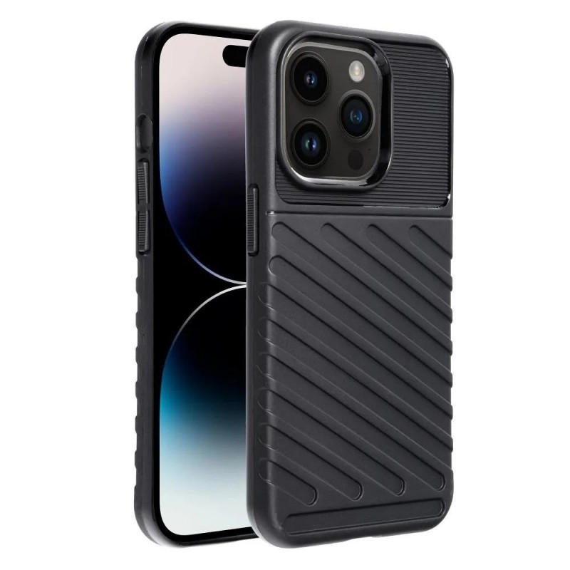 Силиконов кейс bSmart Thunder, За iPhone 14 Pro Max (6.7), Черен