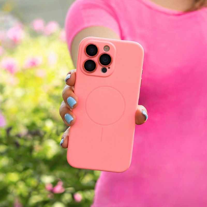 Силиконов кейс bSmart Ultra Trendy Vivid MagSafe, За iPhone 16 Pro (6.3), Розов