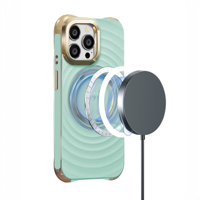 Силиконов кейс Circle Glam Magsafe, За iPhone 15 Pro (6.1), Ментов