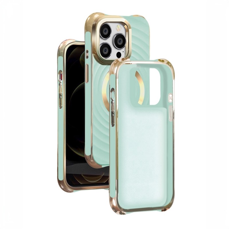 Силиконов кейс Circle Glam Magsafe, За iPhone 15 Pro (6.1), Ментов
