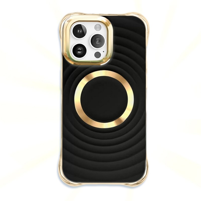 Силиконов кейс Circle Glam Magsafe, За iPhone 15 Pro Max (6.7), Черен