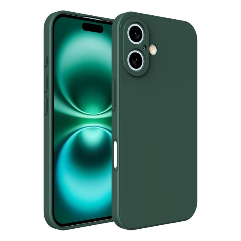 Силиконов кейс iPaky матиран, За iPhone 16 (6.1), Тъмнозелен