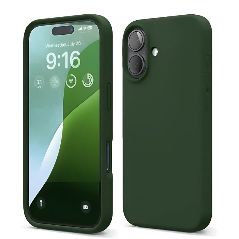 Силиконов кейс iPaky матиран, За iPhone 16 Plus (6.7), Тъмнозелен