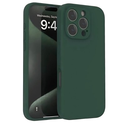 Силиконов кейс iPaky матиран, За iPhone 16 Pro (6.3), Тъмнозелен
