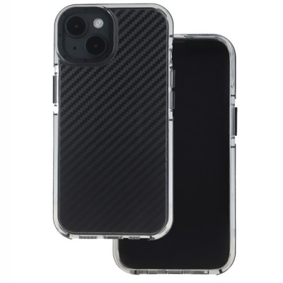 Силиконов кейс MBX Acrylic Carbon, За iPhone 15 (6.1), Черен
