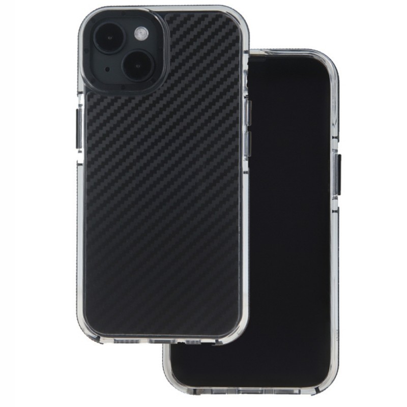 Силиконов акрилен кейс Acrylic Carbon, За iPhone 15 (6.1), Черен