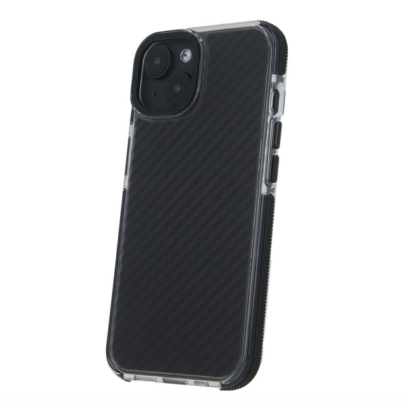 Силиконов акрилен кейс Acrylic Carbon, За iPhone 15 (6.1), Черен