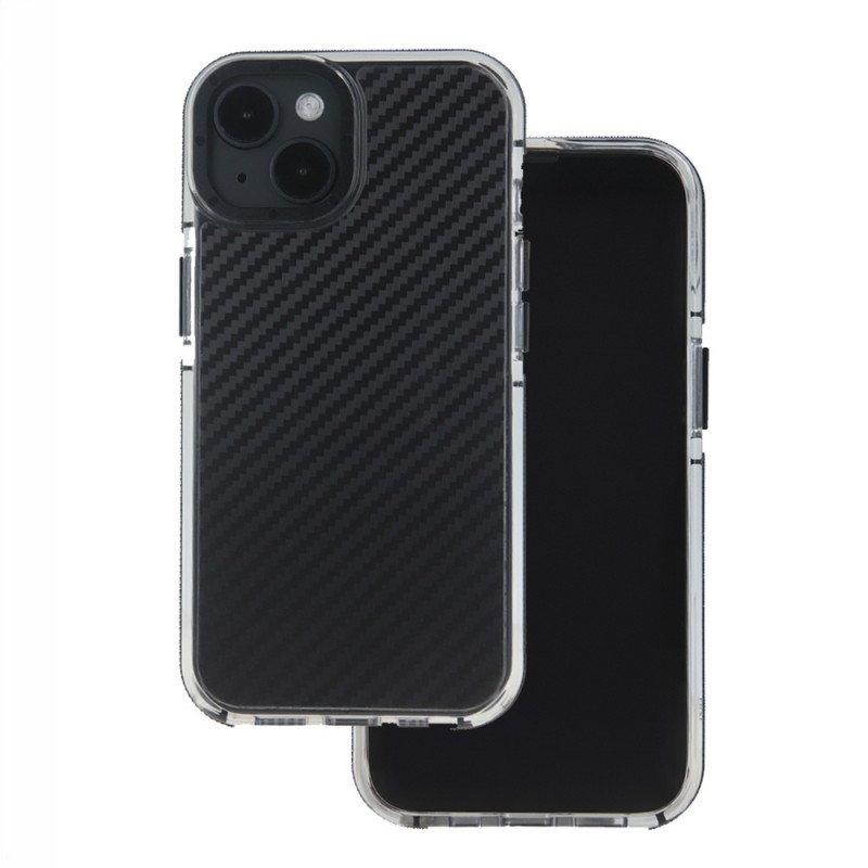 Силиконов кейс MBX Acrylic Carbon, За iPhone 15 Pro (6.1), Черен