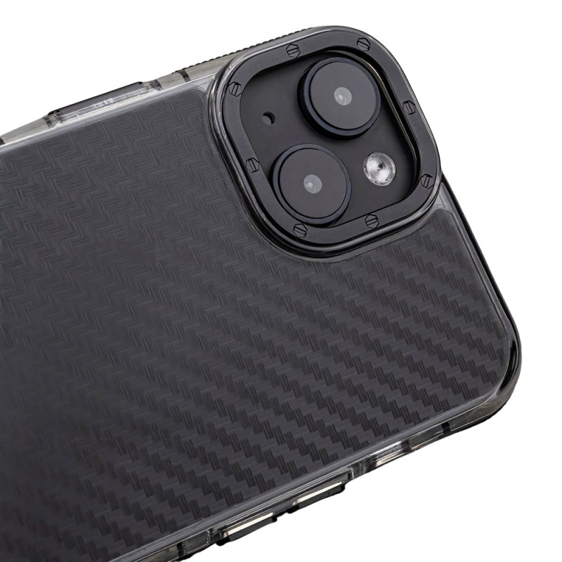 Силиконов кейс MBX Acrylic Carbon, За iPhone 15 Pro (6.1), Черен
