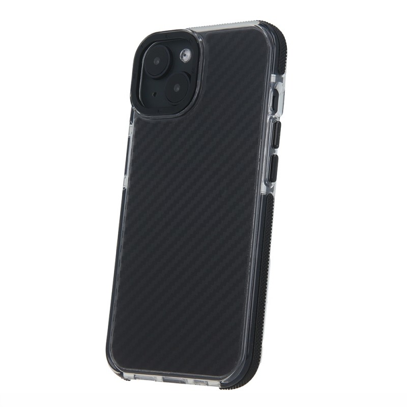 Силиконов кейс MBX Acrylic Carbon, За iPhone 16 (6.1), Черен