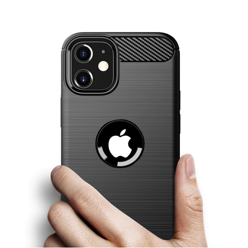 Силиконов кейс MBX Carbon, За iPhone 11 (6.1), Черен