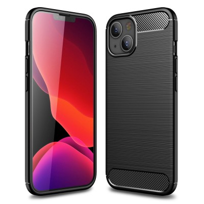 Силиконов кейс MBX Carbon, За iPhone 14 (6.1), Черен