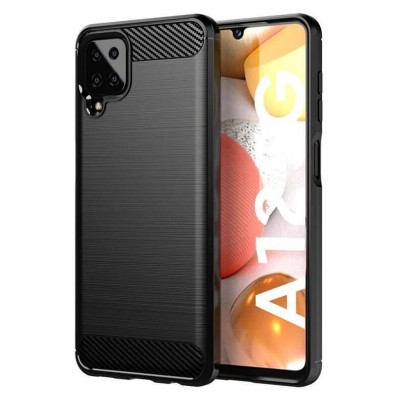 Силиконов кейс MBX Carbon, За Samsung Galaxy A12/M12 (A125F/M127F), Черен
