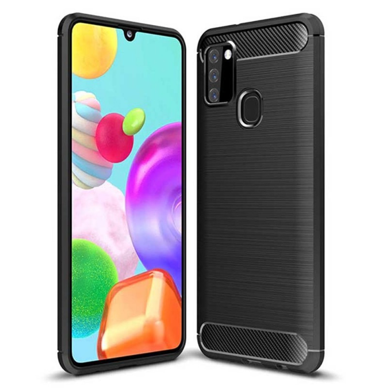 Силиконов кейс MBX Carbon, За Samsung Galaxy A21s (A217F), Черен