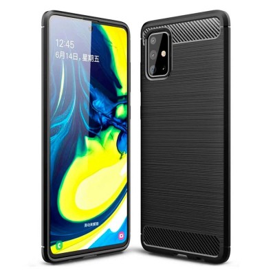 Силиконов кейс MBX Carbon, За Samsung Galaxy A51 (A515F), Черен